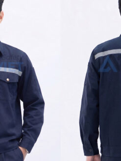 Quần áo bảo hộ lao động Evinz AV95 màu xanh đậm phối phản quang, bền đẹp, Size L - Vải kaki liên doanh
