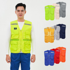 Áo gile bảo hộ phản quang Hàn Quốc 6 túi kèm khoá túi tiện lợi AV38 hàng xuất khẩu